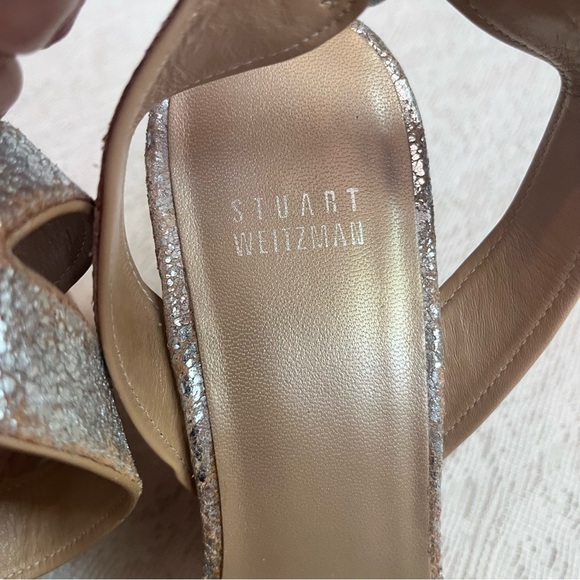 Stuart Weitzman Annex Penny cracked metallic ankle wedges - Picture 5 of 11
